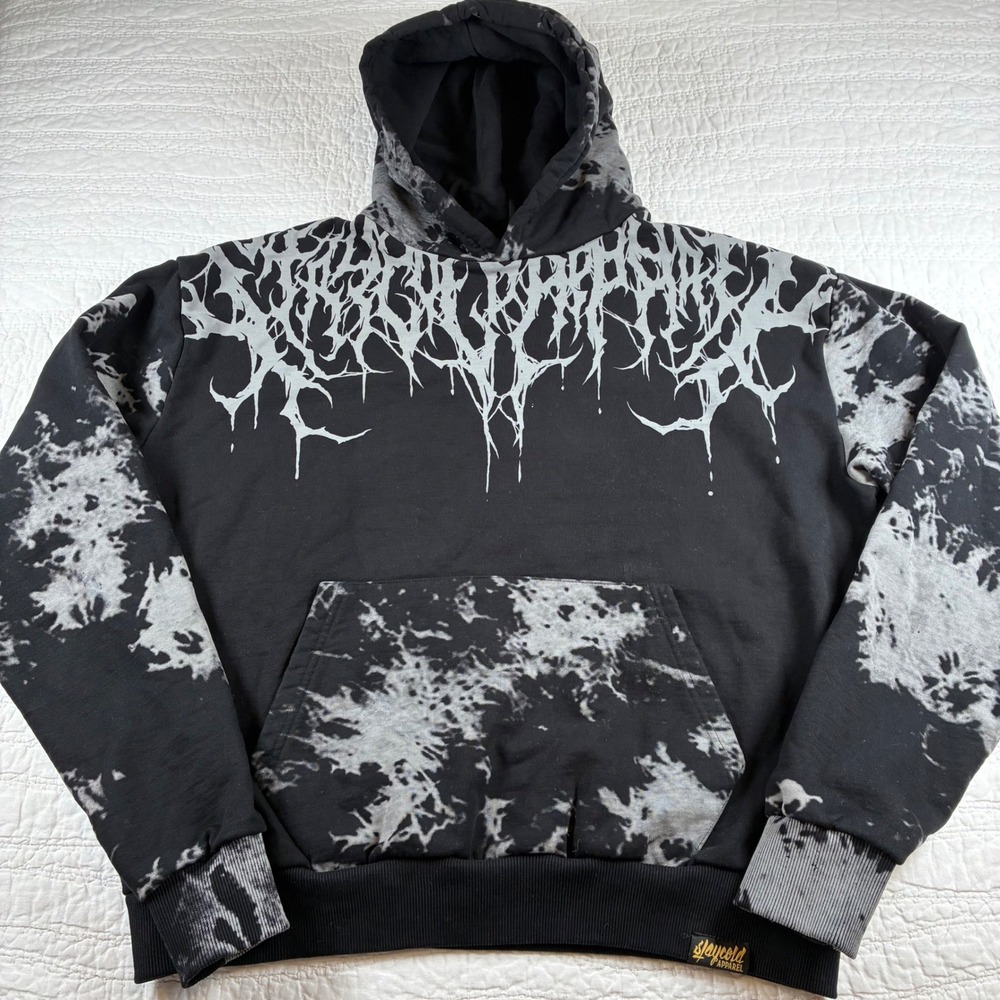 Stay Cold Apparel Reign Of Blood Oversized Hoodie Grey Dye Death Metal Men Sz L